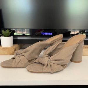 Nude suede heels